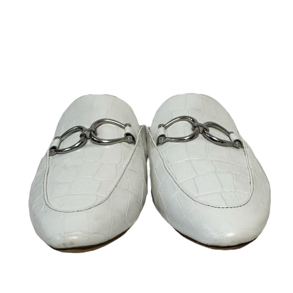Naturalizer Leanna Leather Croc-Embossed Spring Slip On Slide Mules White 9 - Picture 7 of 10